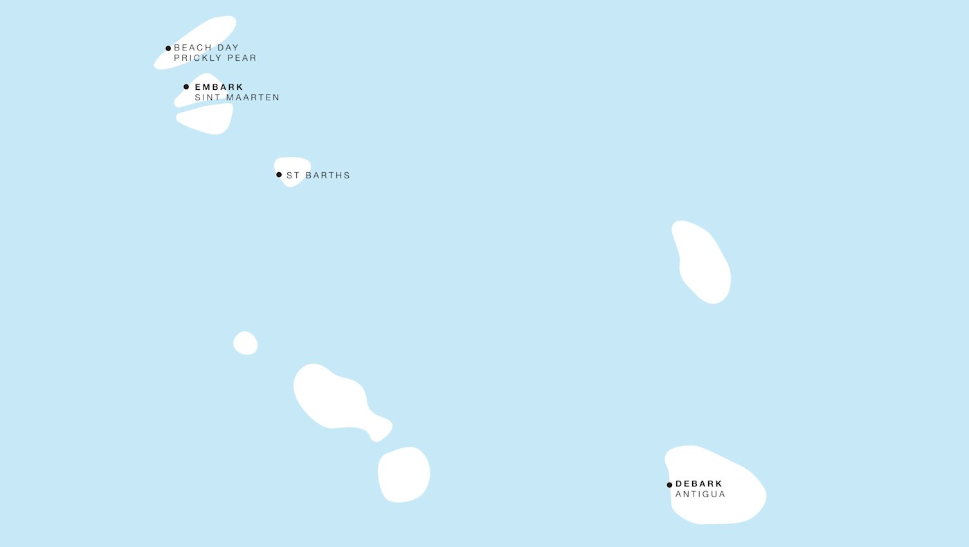 Four Seasons I Philipsburg to Saint John's itinerary map, November 16 to November 19, 2026, Voyage FS-I-261116-003