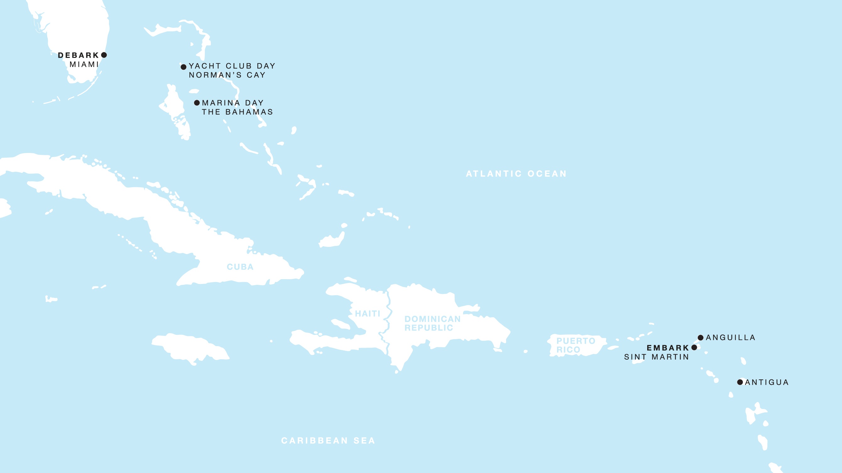Four Seasons I Philipsburg to Miami, Florida itinerary map, December 13 to December 20, 2026, Voyage FS-I-261213-007