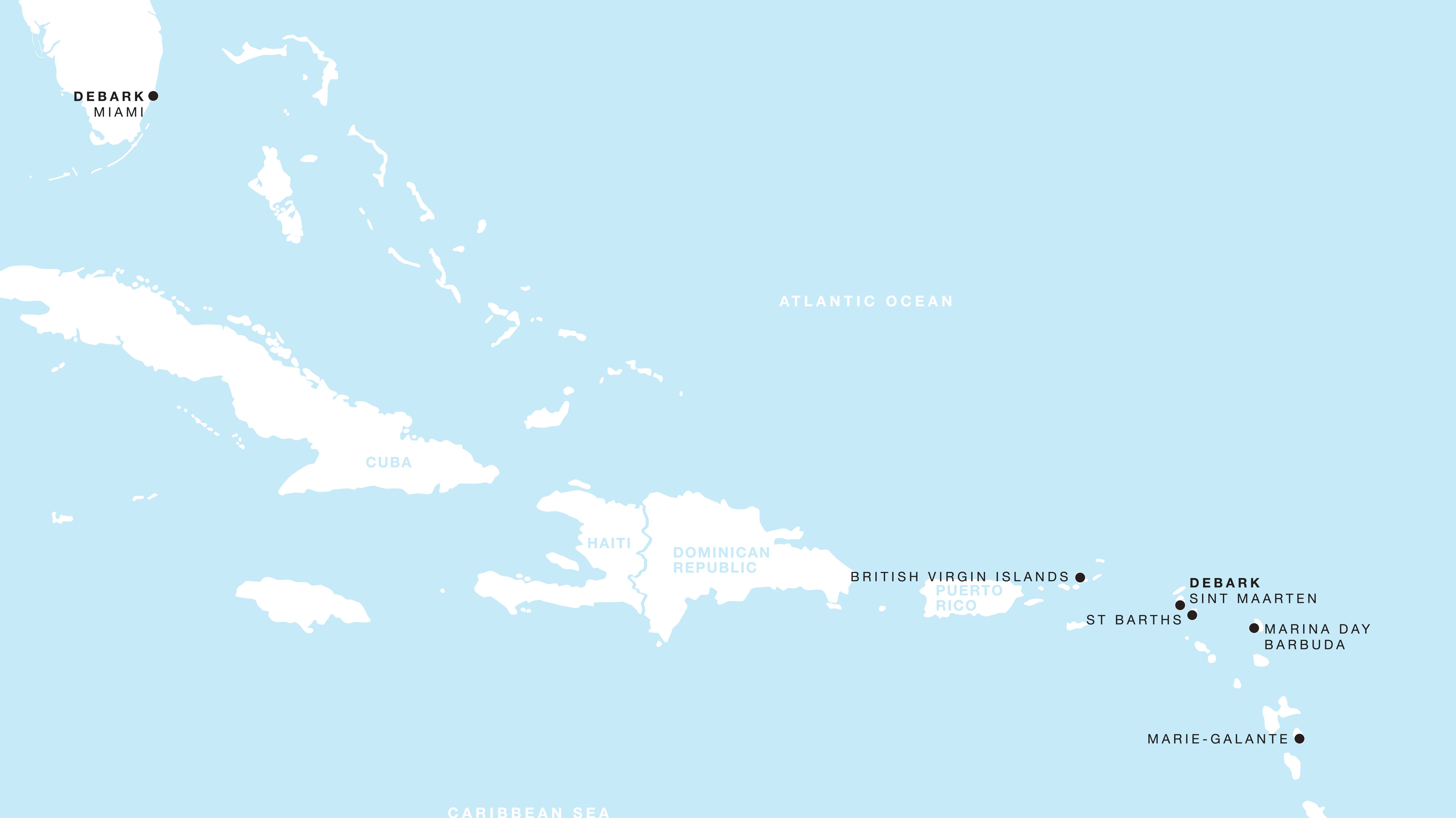 Four Seasons I Miami, Florida to Philipsburg itinerary map, December 20 to December 27, 2026, Voyage FS-I-261220-007