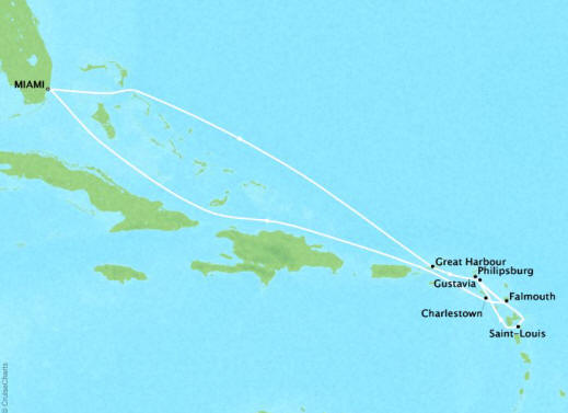 Four Seasons I Voyage FS-I-261220-014 | 14 days - Grand Caribbean featuring British Virgin Islands and Guadeloupe itinerary map