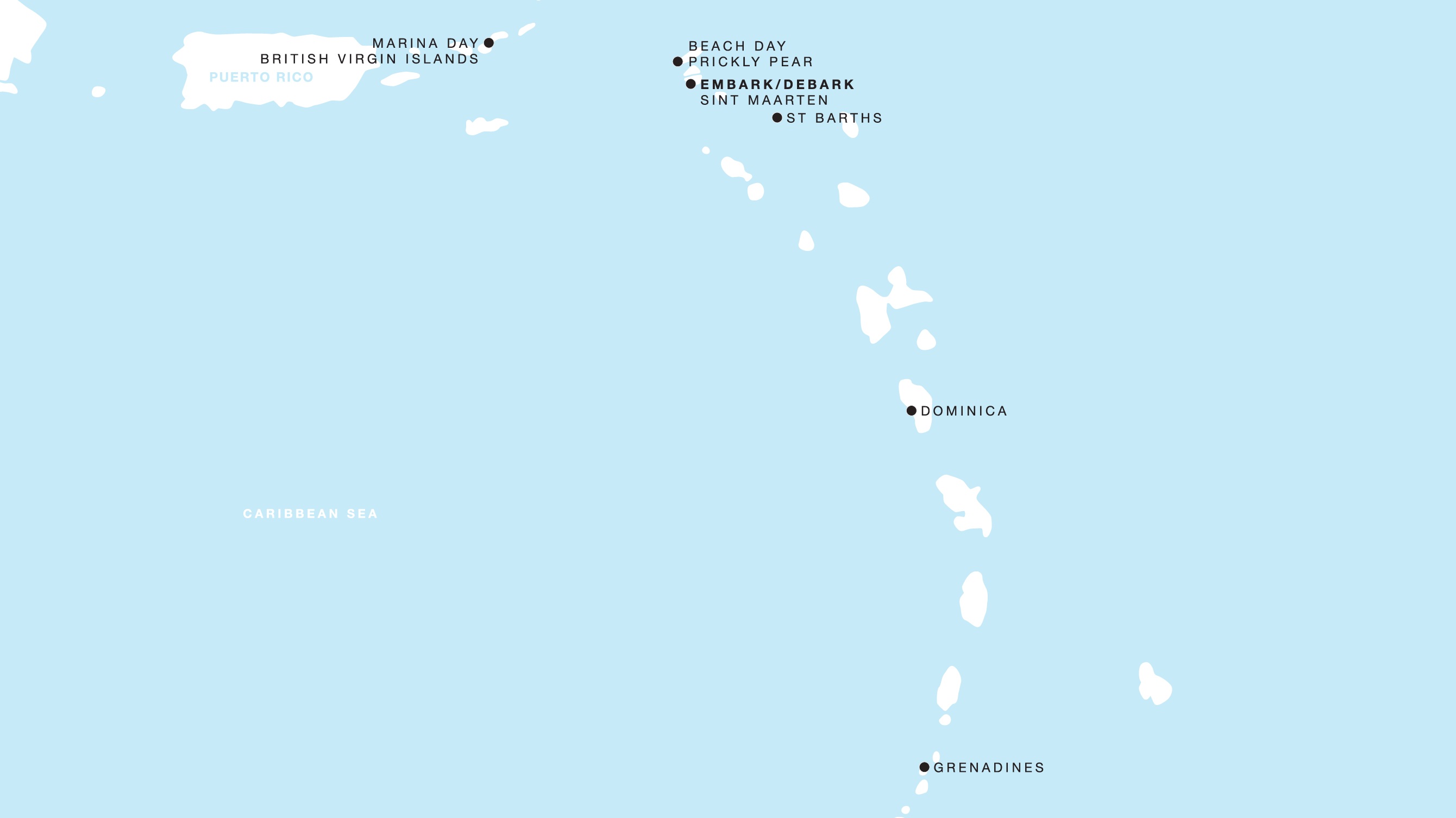 Four Seasons I Roundtrip Philipsburg itinerary map, February 14 to February 21, 2027, Voyage FS-I-270214-007
