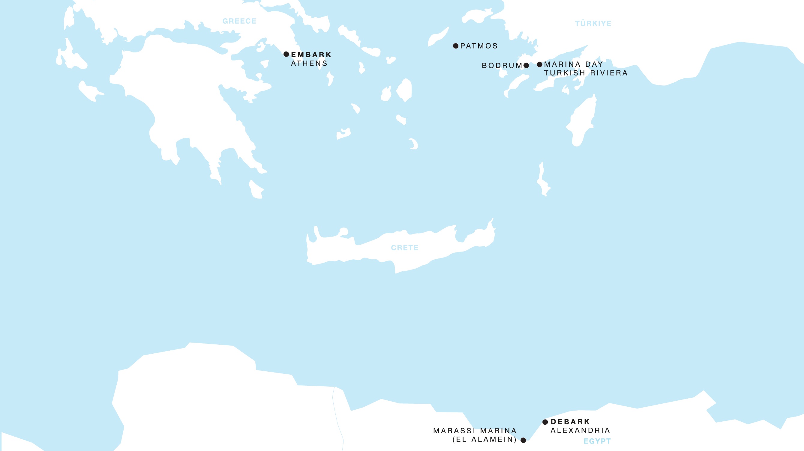 Four Seasons I Athens to Alexandria itinerary map, April 18 to April 25, 2027, Voyage FS-I-270418-007