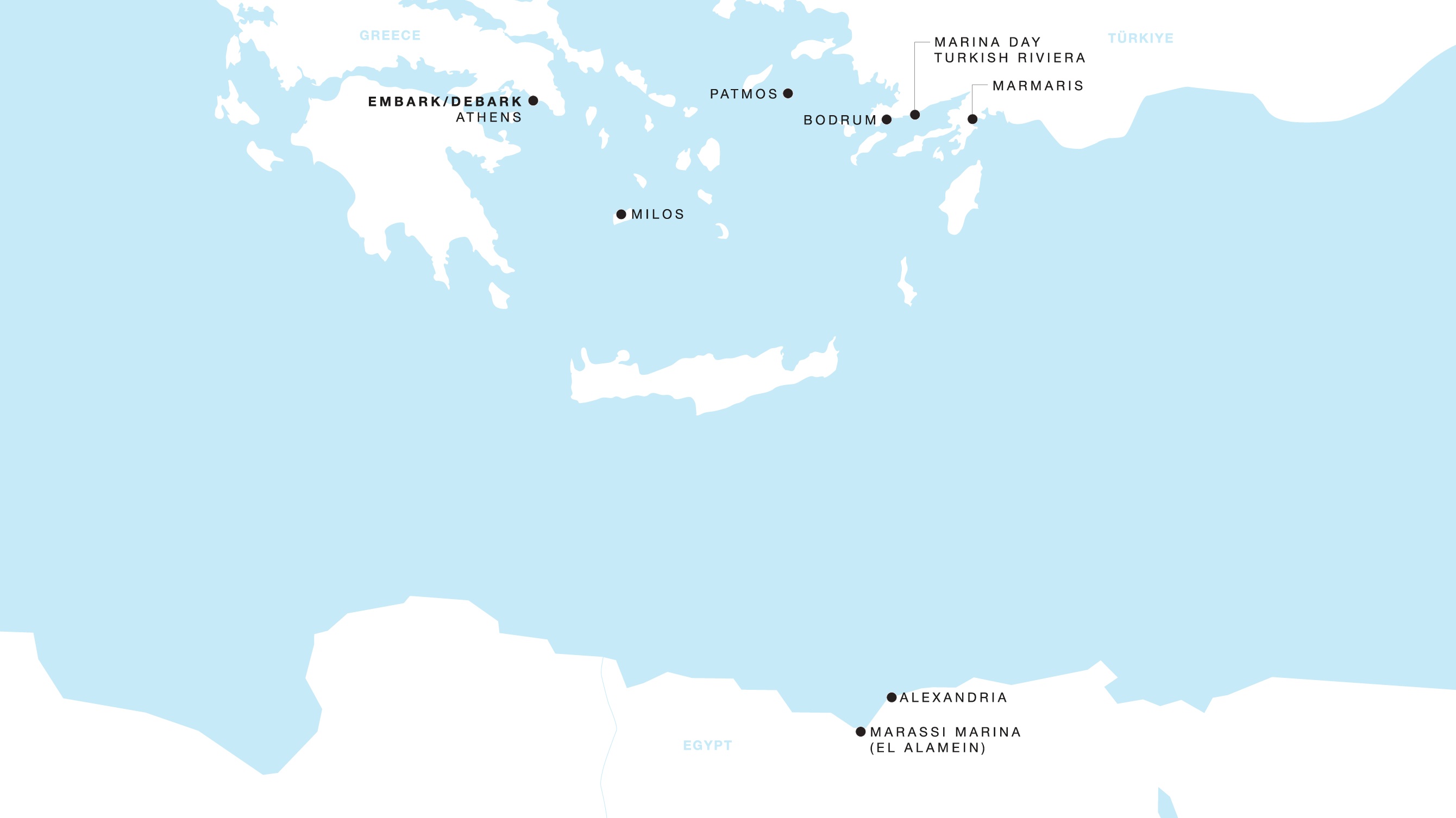 Four Seasons I Roundtrip Athens itinerary map, April 18 to May 2, 2027, Voyage FS-I-270418-014