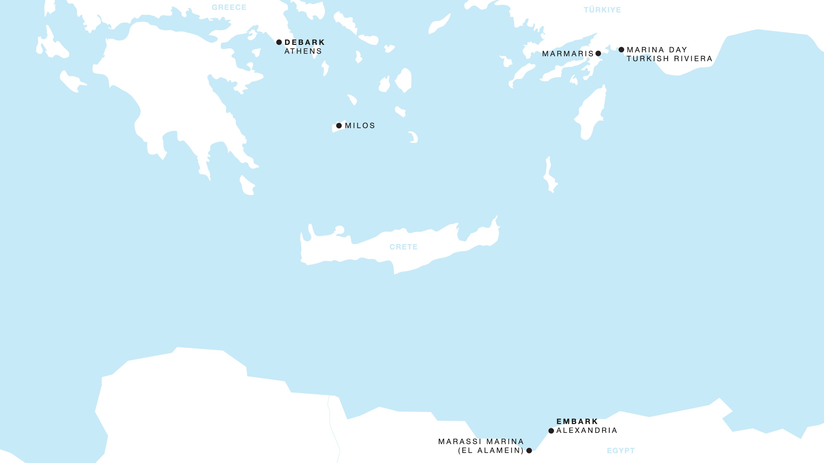 Four Seasons I Alexandria to Athens itinerary map, April 25 to May 2, 2027, Voyage FS-I-270425-007