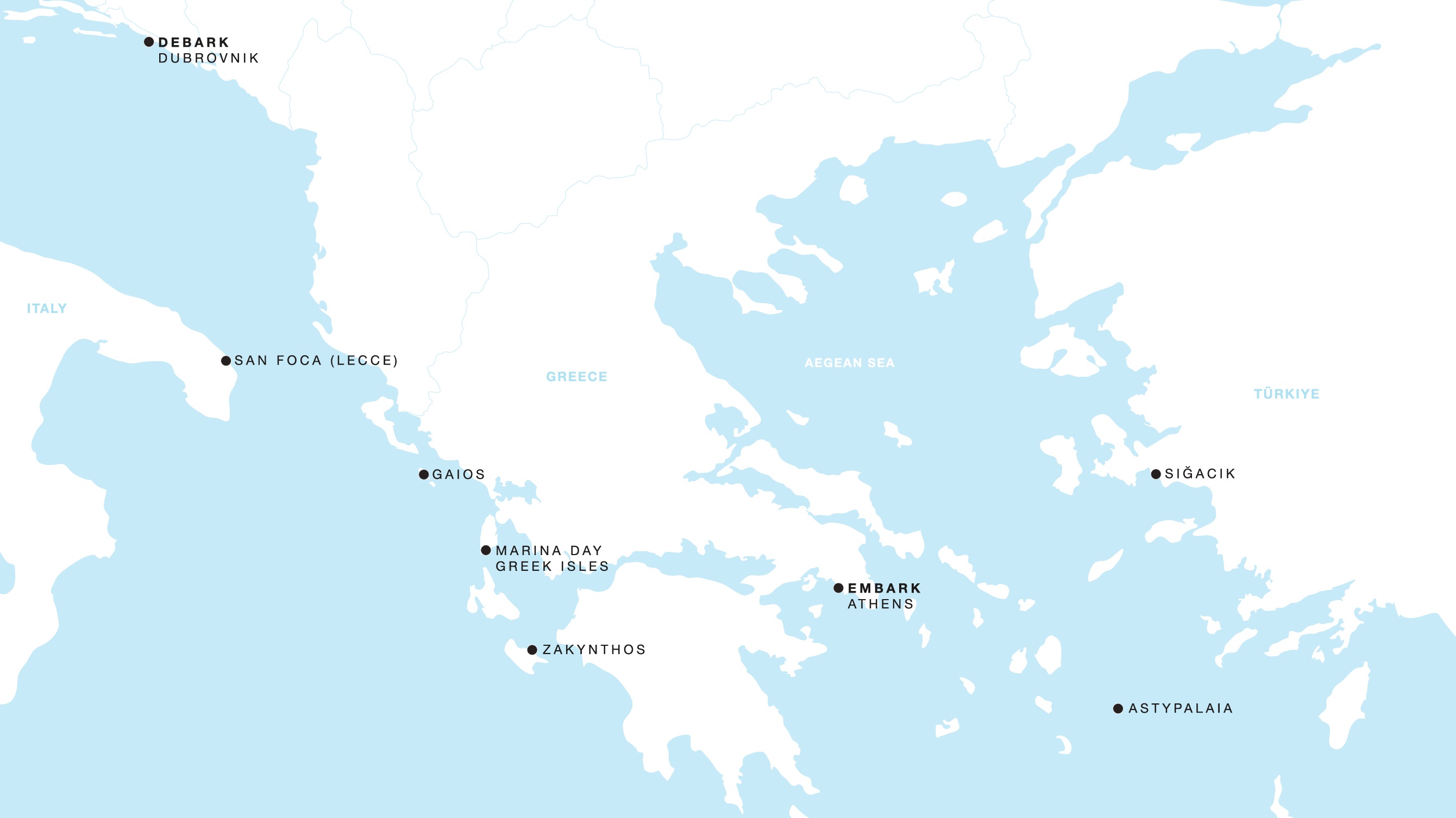 Four Seasons I Athens to Dubrovnik itinerary map, May 23 to June 1, 2027, Voyage FS-I-270523-009