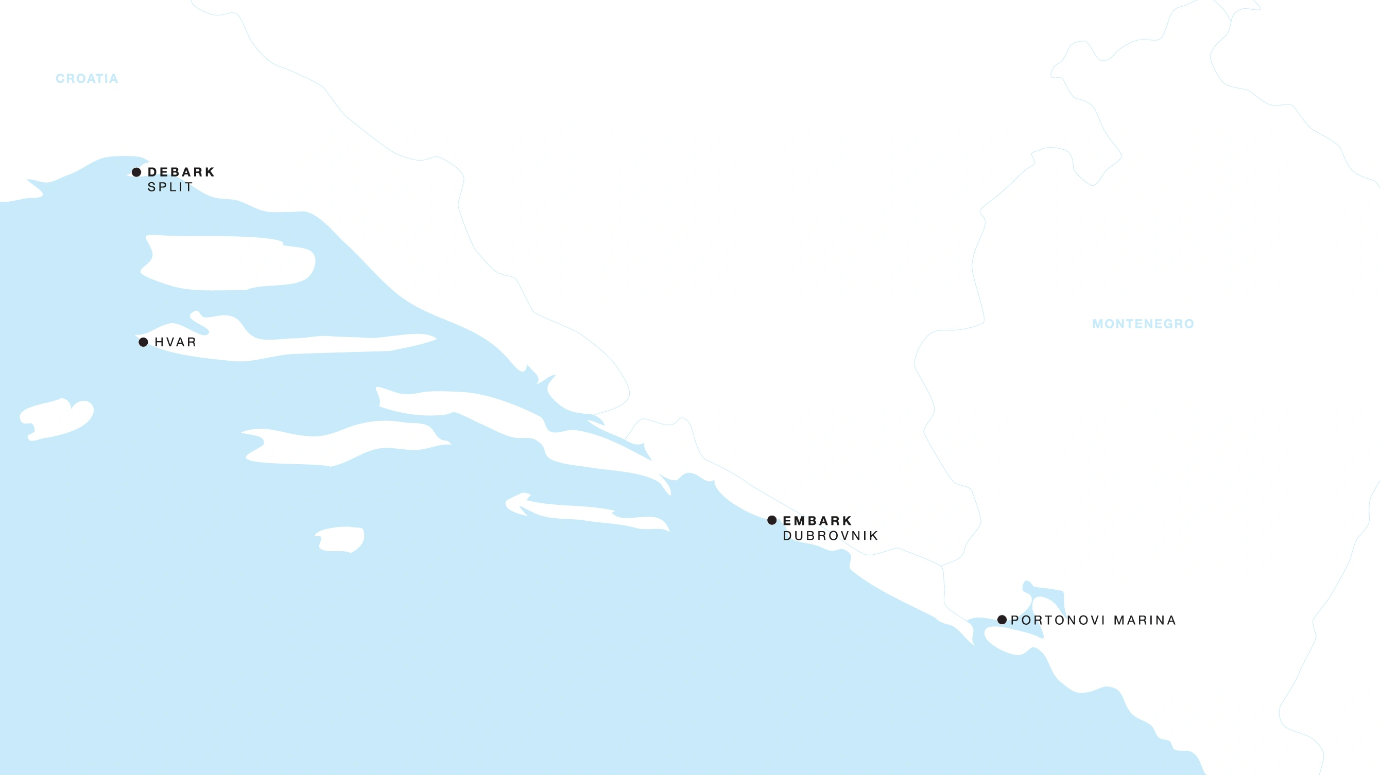 Four Seasons I Dubrovnik to Split (Trogir) itinerary map, August 8 to August 11, 2027, Voyage FS-I-270808-003