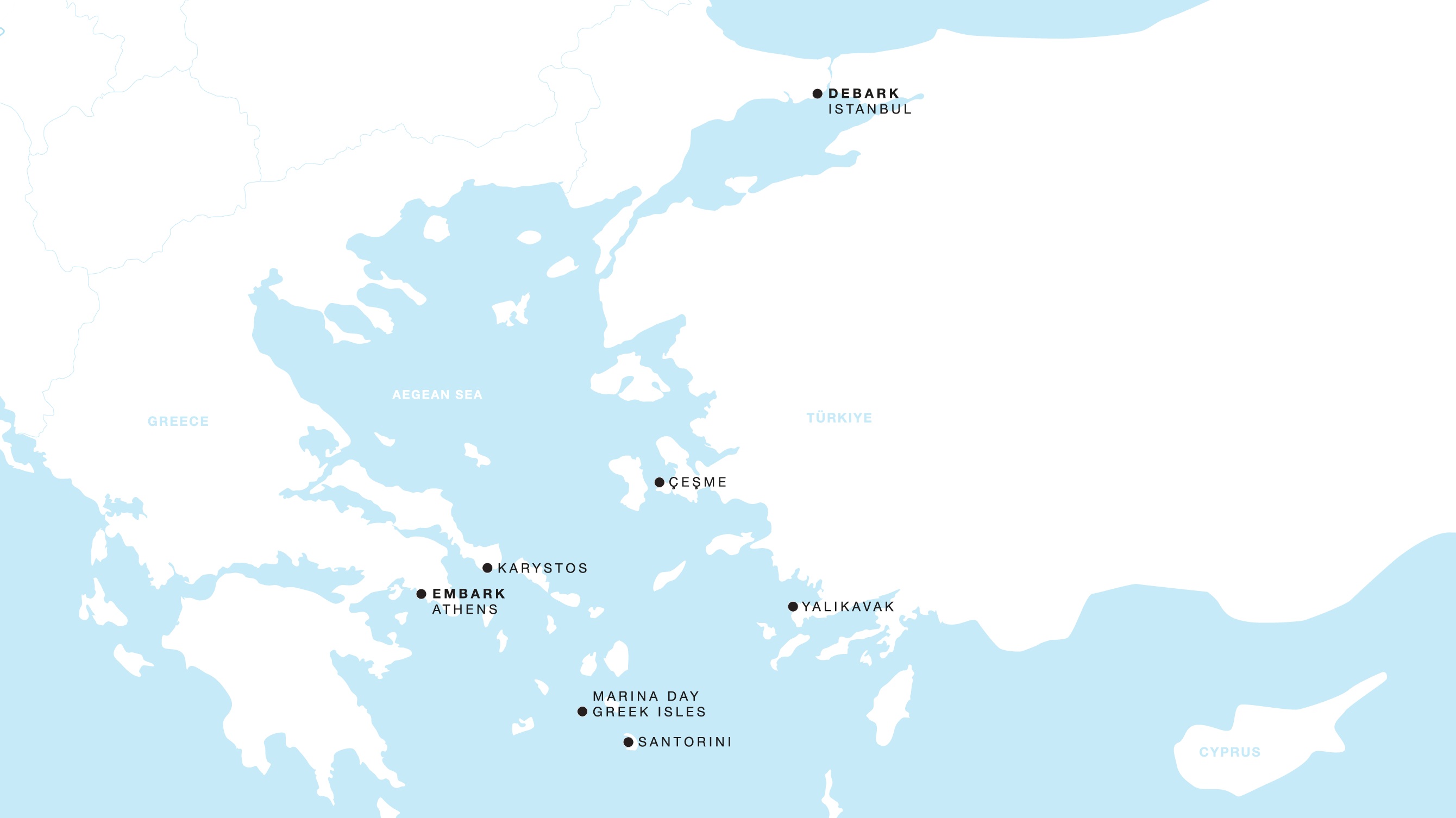 Four Seasons I Athens to Istanbul itinerary map, September 5 to September 12, 2027, Voyage FS-I-270905-007