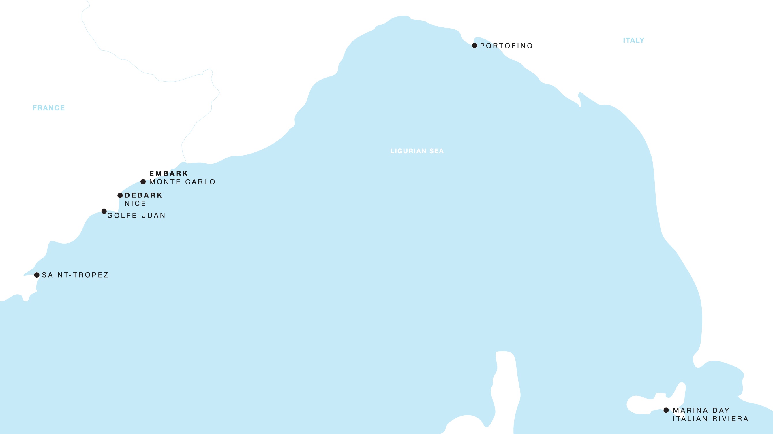 Four Seasons I Monte Carlo to Nice itinerary map, September 28 to October 3, 2027, Voyage FS-I-270928-005