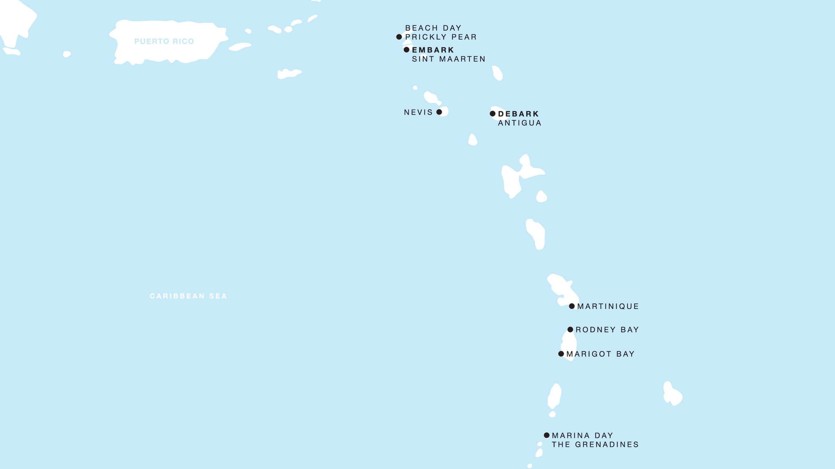Four Seasons I Philipsburg to Saint John's itinerary map, November 21 to November 28, 2027, Voyage FS-I-271121-007