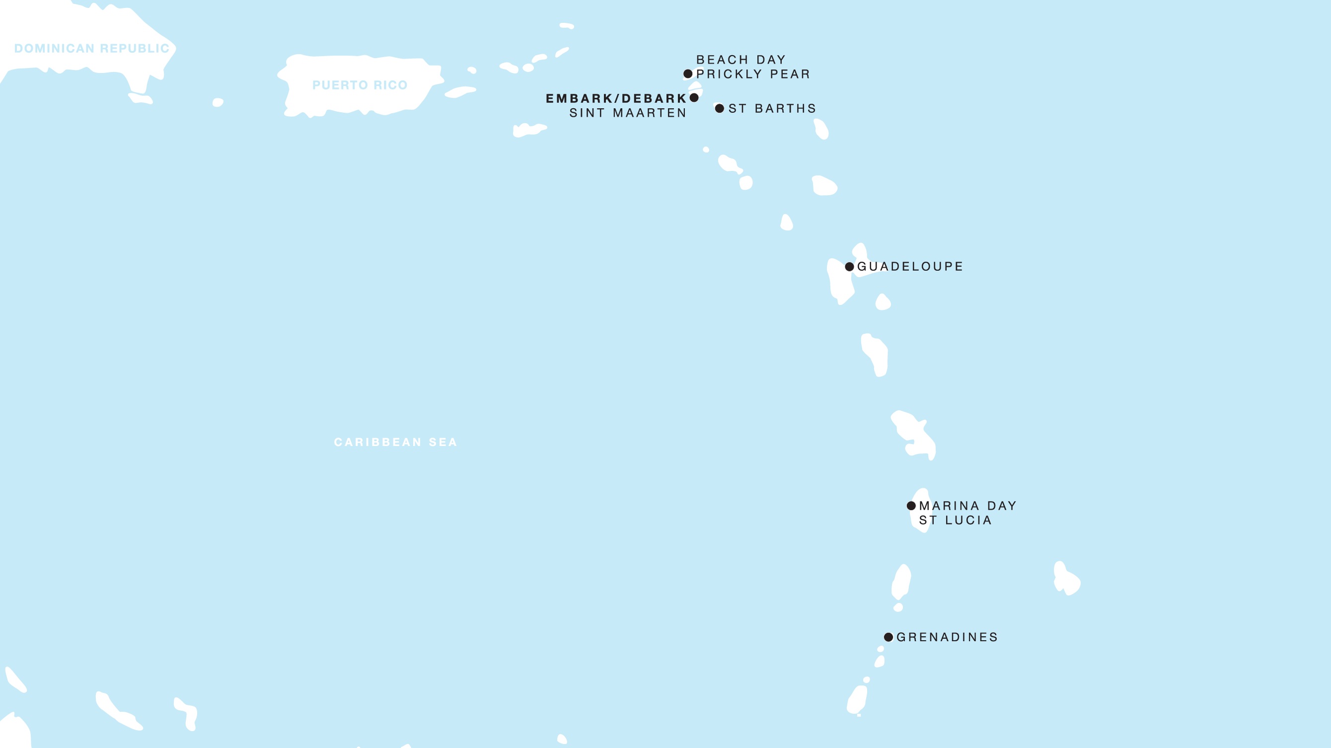 Four Seasons I Roundtrip Philipsburg itinerary map, December 12 to December 19, 2027, Voyage FS-I-271212-007