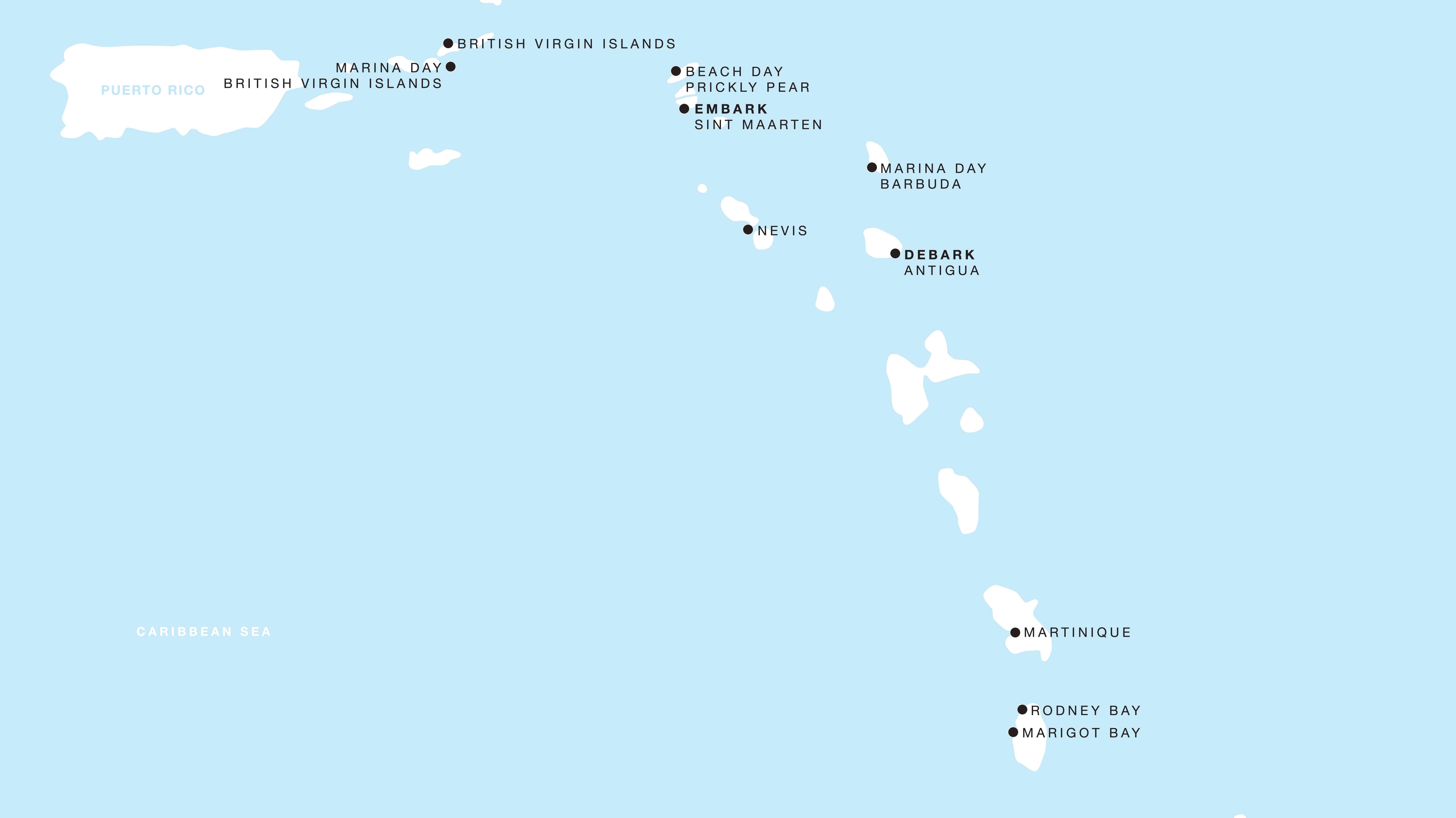 Four Seasons I Philipsburg to Saint John's itinerary map, December 19 to December 27, 2027, Voyage FS-I-271219-008