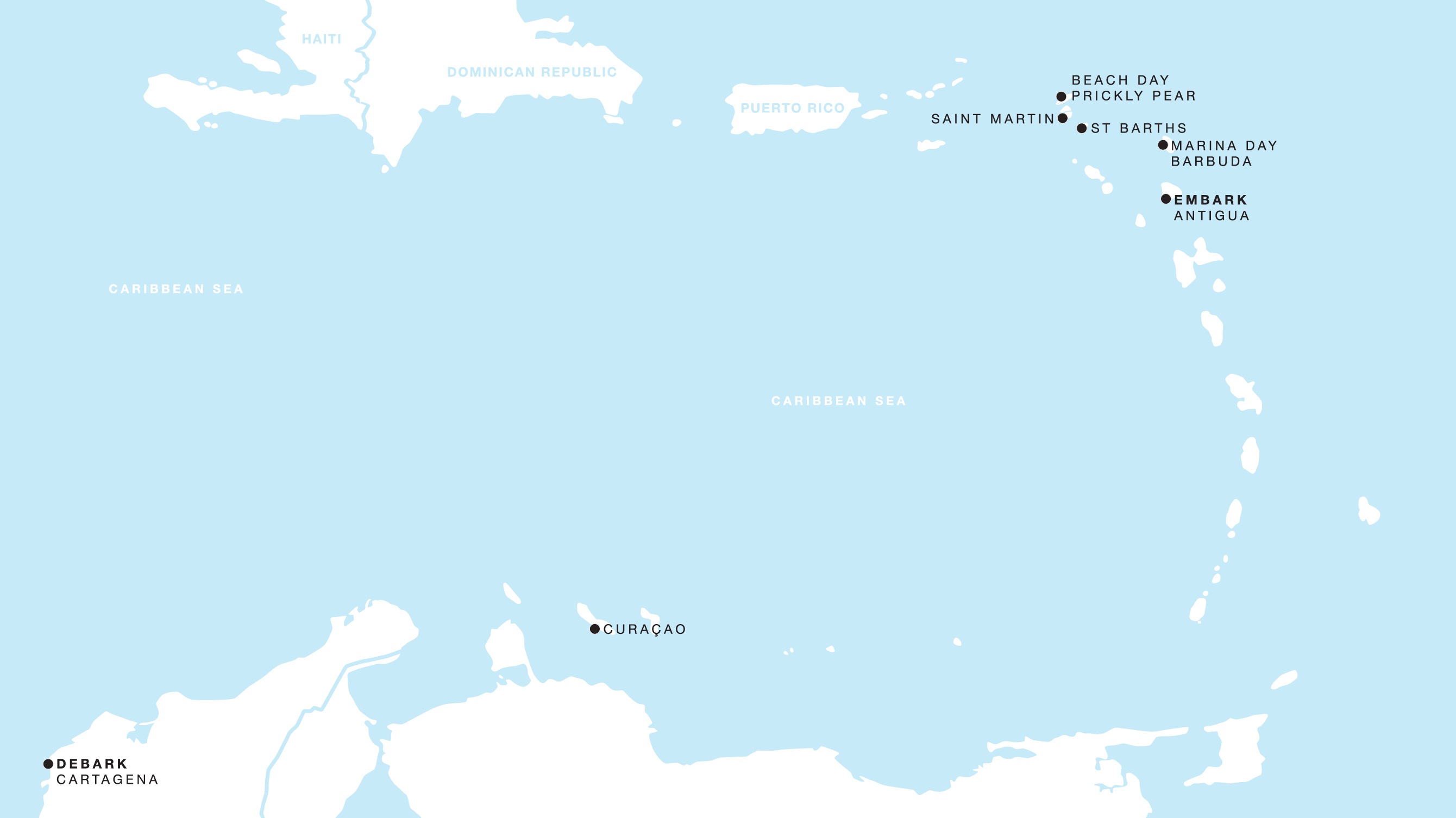 Four Seasons I Saint John's to Philipsburg itinerary map, December 27 to January 4, 2027, Voyage FS-I-271227-008