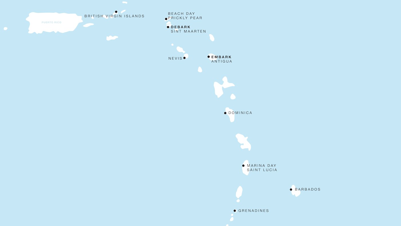 Four Seasons I Saint John's to Philipsburg itinerary map, April 16 to April 25, 2028, Voyage FS-I-280416-009