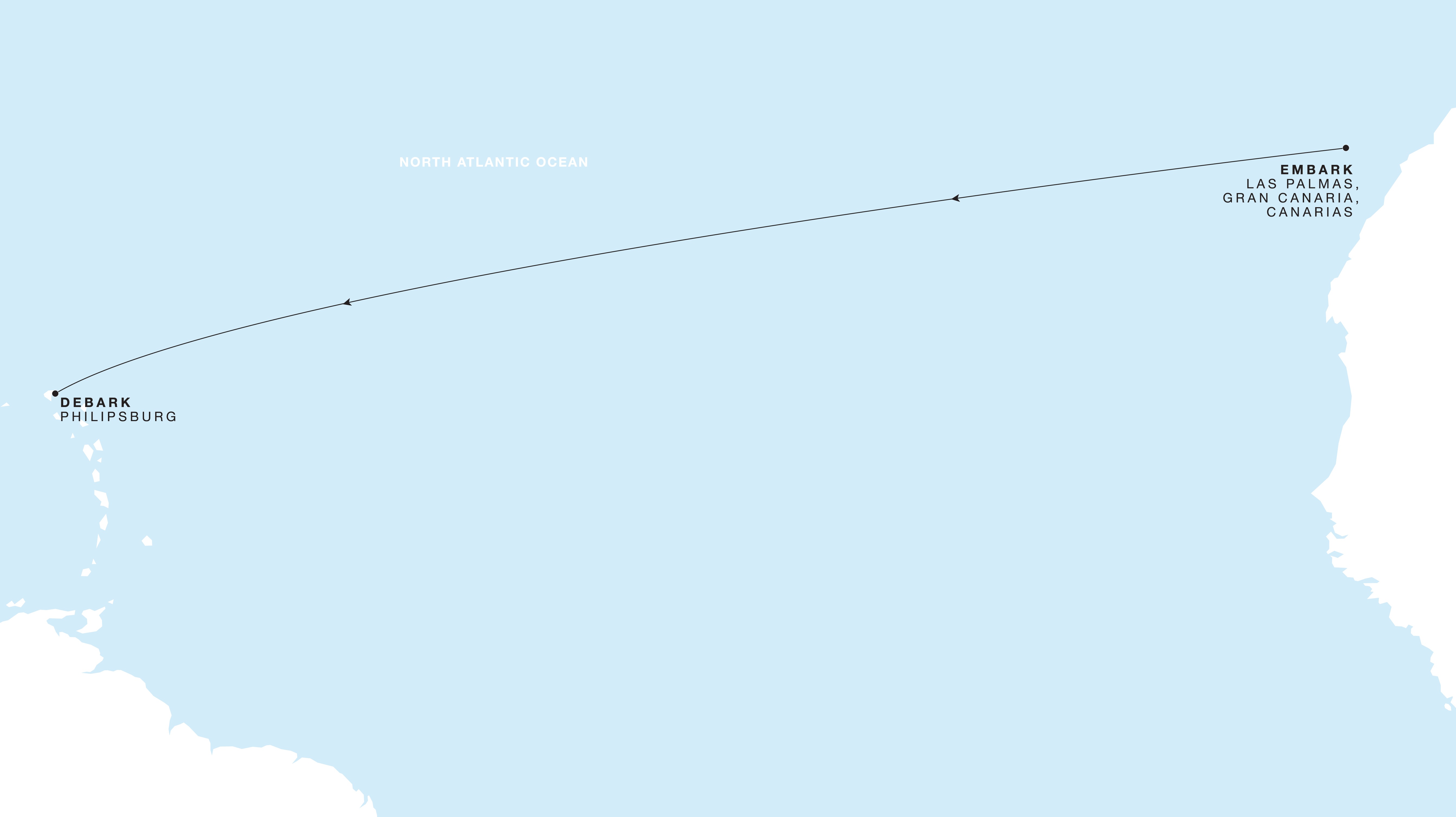 Four Seasons I Philipsburg to Las Palmas, Gran Canaria, Canarias itinerary map, April 30 to May 8, 2028, Voyage FS-I-280430-008