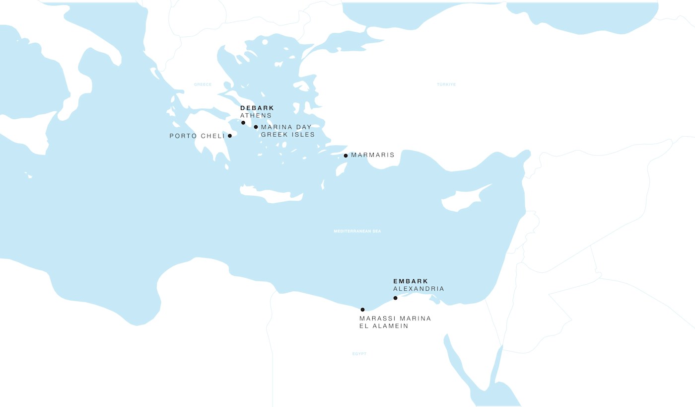 Four Seasons II Alexandria to Athens itinerary map, May 7 to May 14, 2028, Voyage FS-II-280507-07