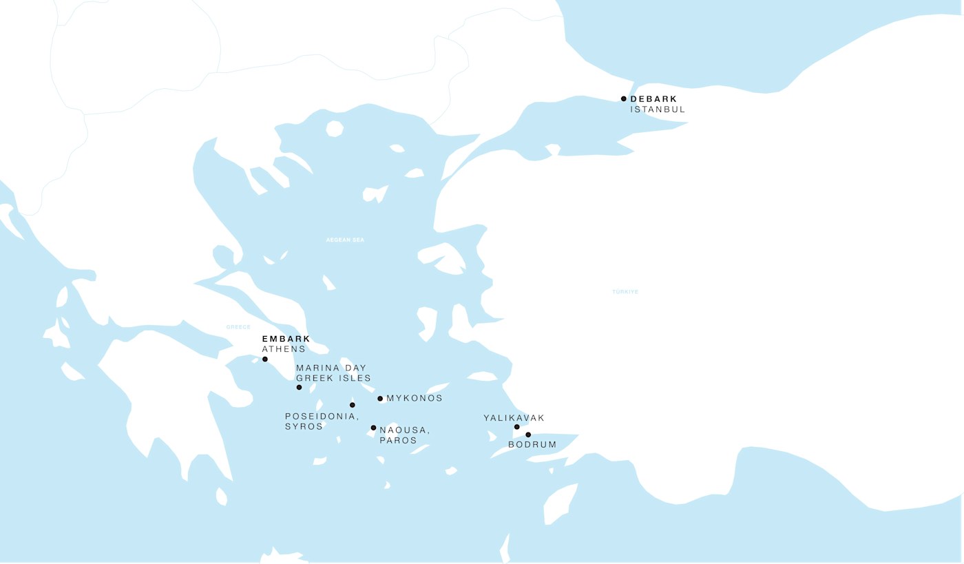 Four Seasons II Athens to Istanbul itinerary map, May 14 to May 21, 2028, Voyage FS-II-280514-07