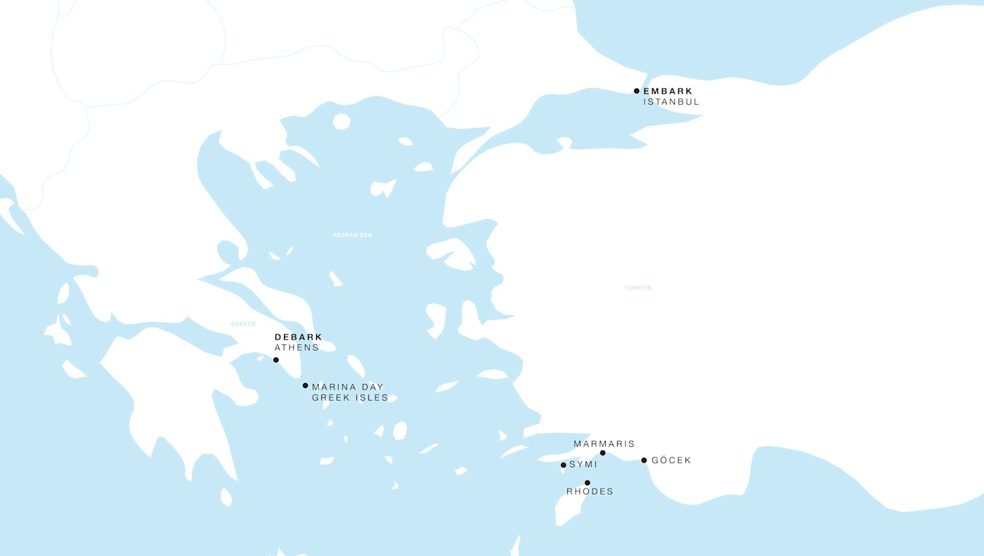 Four Seasons II Istanbul to Athens itinerary map, May 21 to May 28, 2028, Voyage FS-II-280521-07