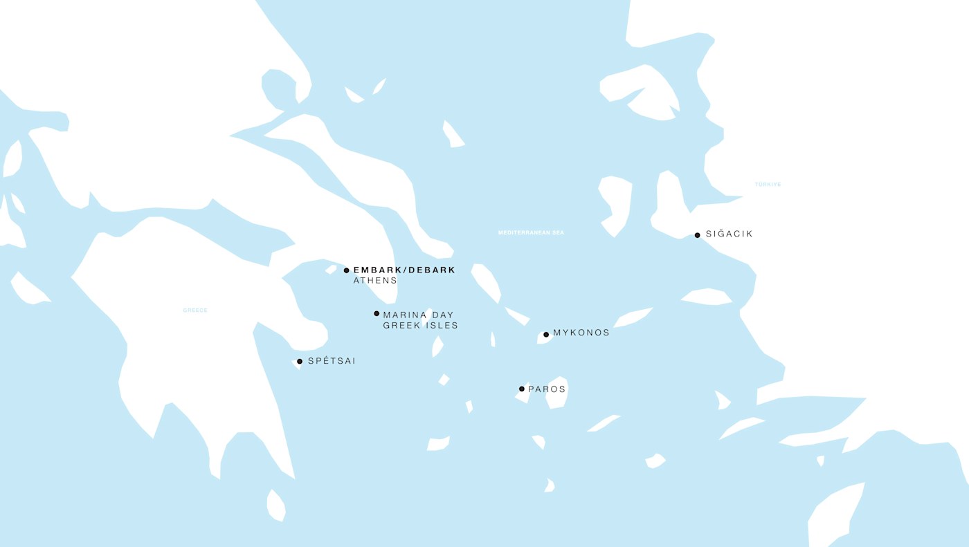 Four Seasons II Roundtrip Athens itinerary map, May 28 to June 2, 2028, Voyage FS-II-280528-05