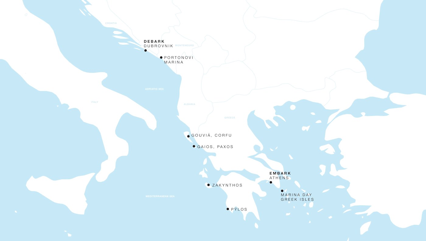 Four Seasons II Athens to Dubrovnik itinerary map, June 2 to June 11, 2028, Voyage FS-II-280602-09