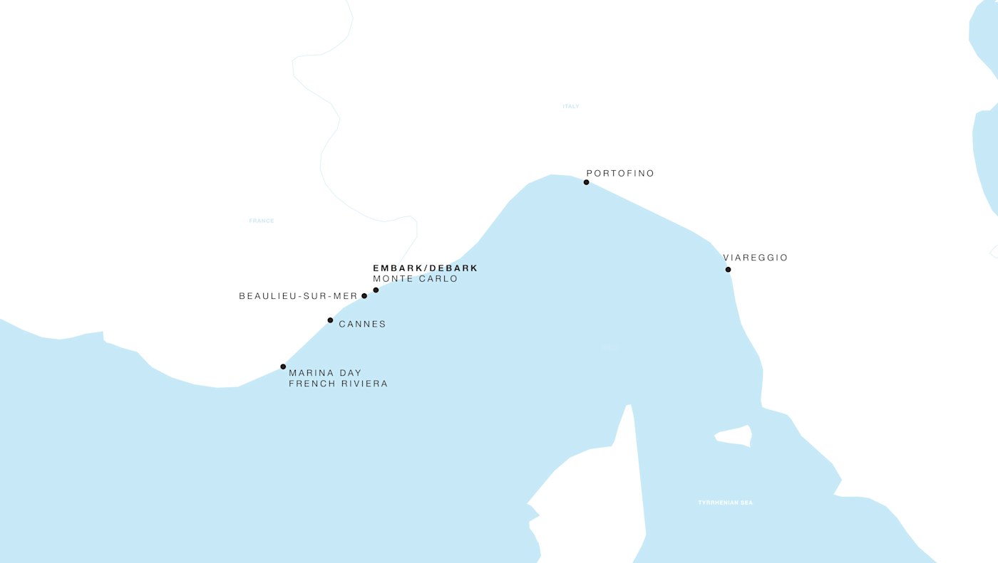Four Seasons II Voyage FS-II-280709-07 | 7 days - Monaco Roundtrip: Riviera Coastlines itinerary map