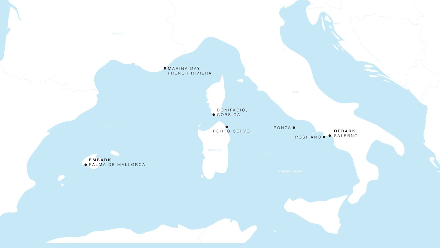 Four Seasons II Voyage FS-II-280723-07 | 7 days - Spain to Italy: From the Balearics to the Italian Shores itinerary map