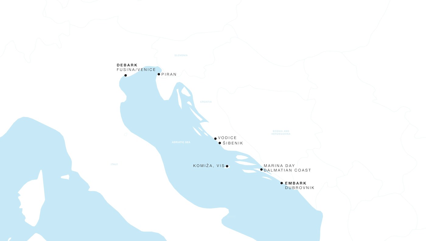 Four Seasons II Voyage FS-II-280813-07 | 7 days - Croatia to Italy: Adriatic Shores to Venice itinerary map