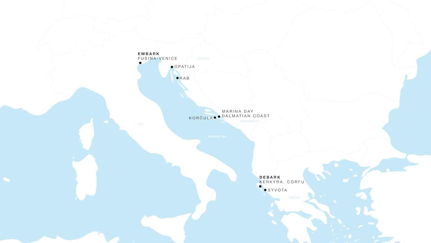 Four Seasons II Voyage FS-II-280820-07 | 7 days - Italy to Greece: Where the Adriatic Meets the Ionian Sea itinerary map