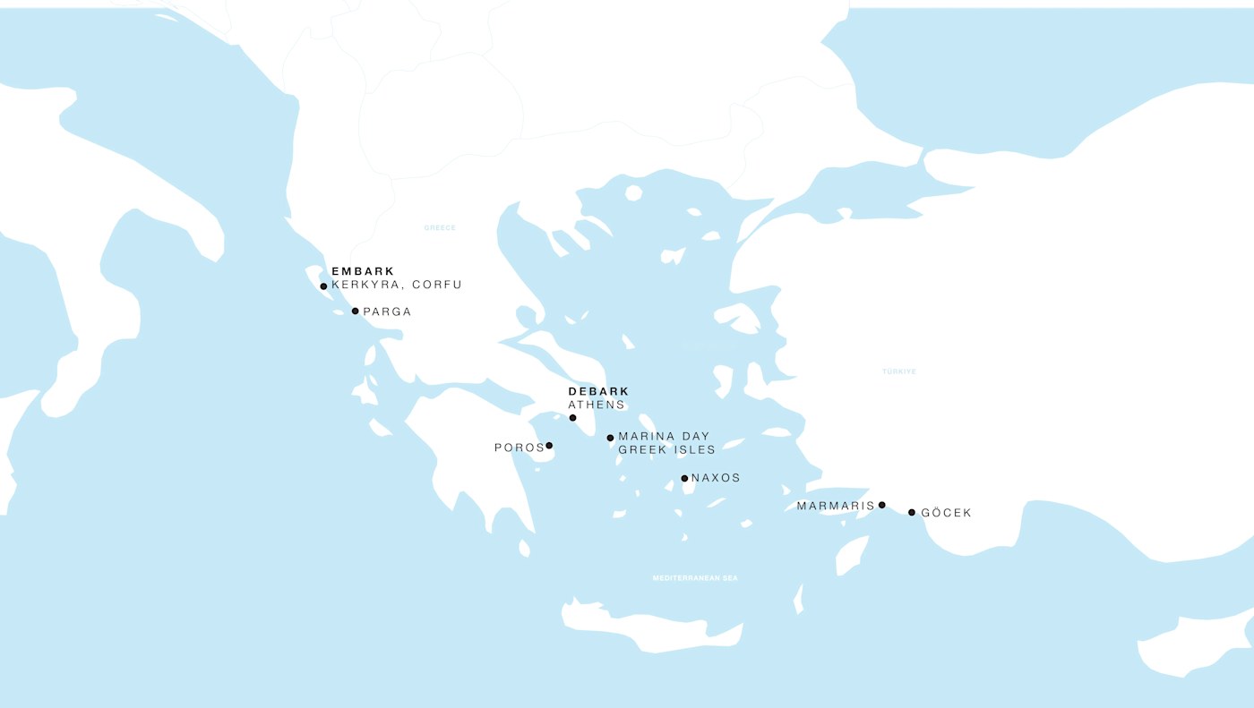 Four Seasons II Voyage FS-II-280827-09 | 9 days - Greece Roundtrip: Across the Ionian & Aegean Seas itinerary map