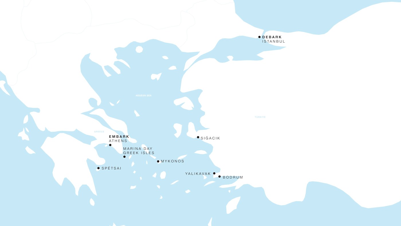 Four Seasons II Voyage FS-II-280910-07 | 7 days - Greece to Turkiye: An Aegean Passage II itinerary map