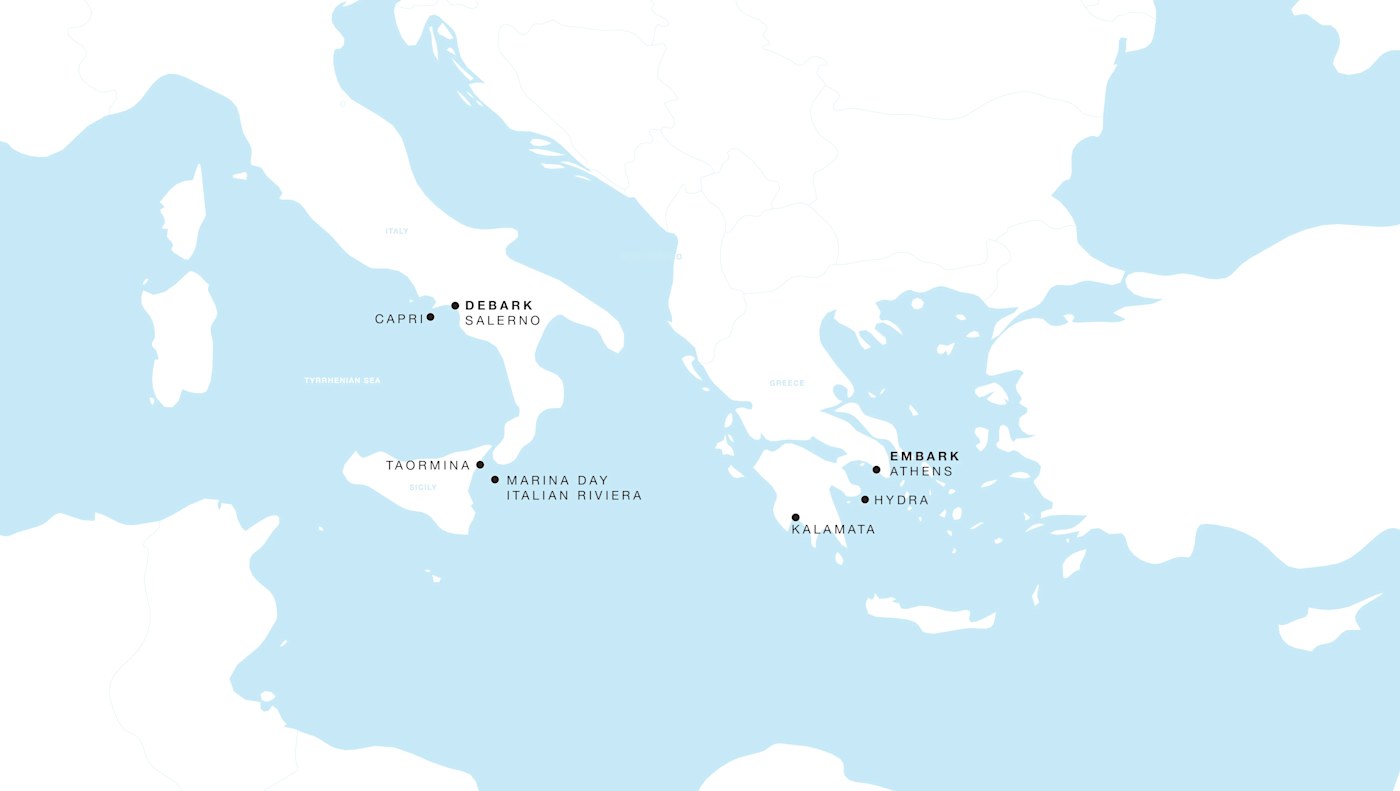 Four Seasons II Voyage FS-II-280924-07 | 7 days - Greece to Italy: Mediterranean Coastlines itinerary map