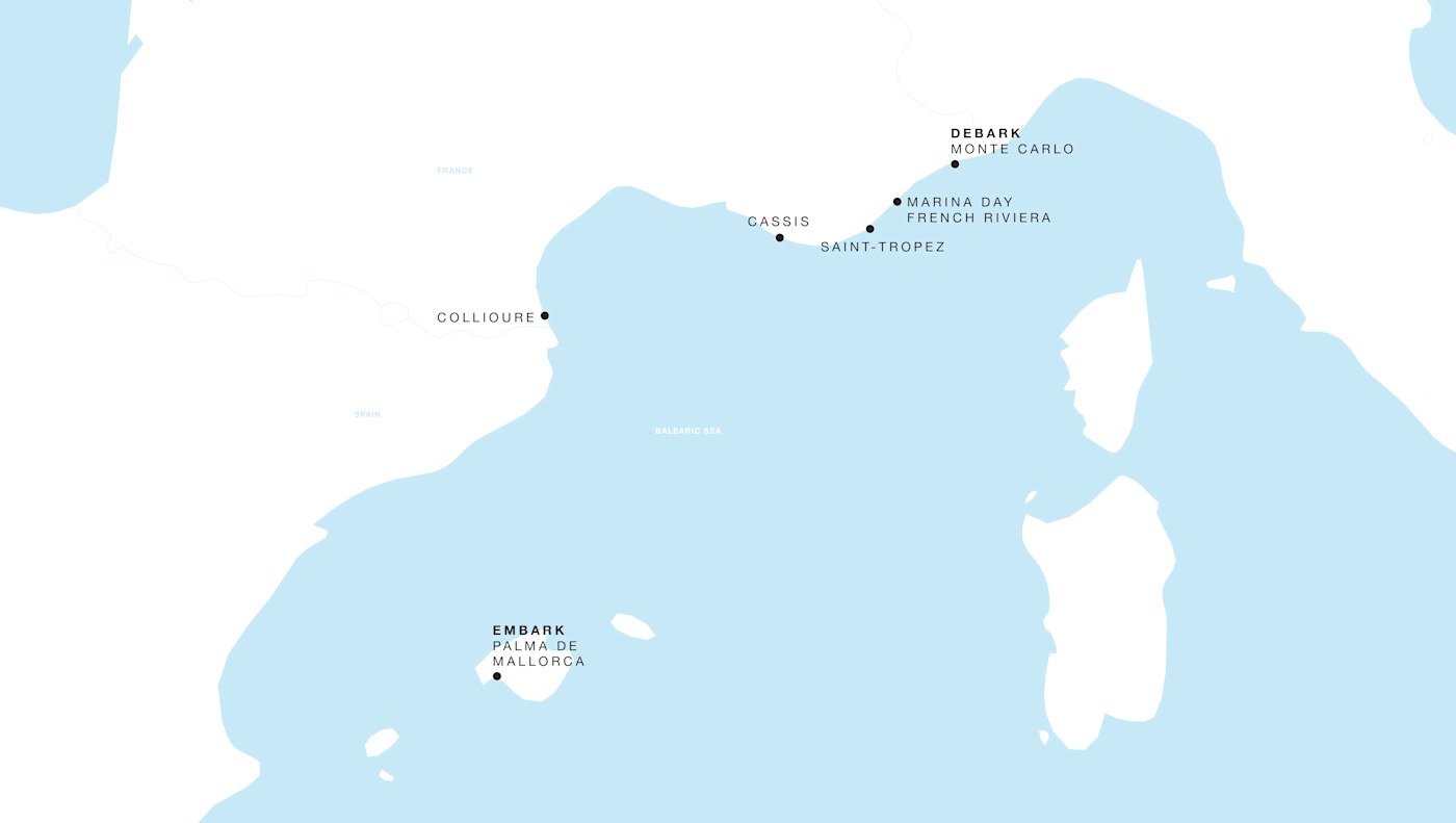 Four Seasons II Voyage FS-II-281010-05 | 5 days - Spain to Monaco: Riviera Shores itinerary map