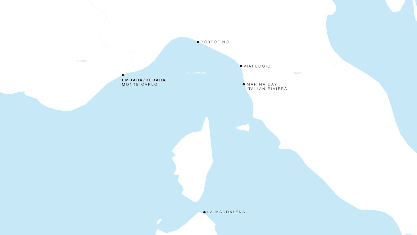 Four Seasons II Voyage FS-II-281015-05 | 5 days - Monaco Roundtrip: An Italian Riviera Passage itinerary map