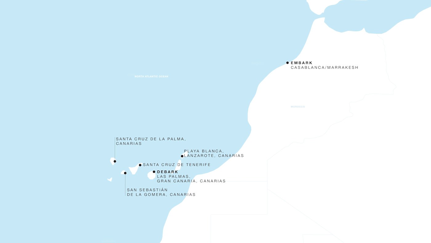 Four Seasons II Voyage FS-II-281104-07 | 7 days - Morocco to Spain: Through the Canary Islands itinerary map