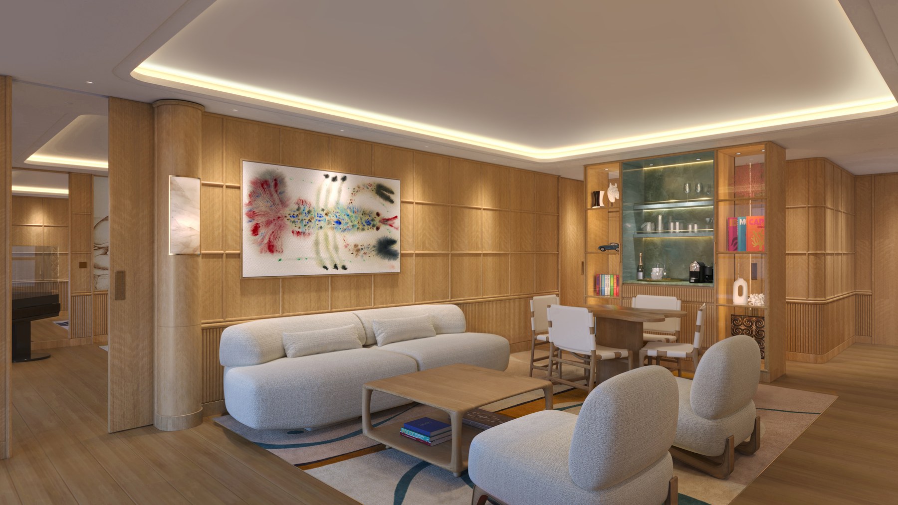 Four Seasons One Ocean Suite living room with panoramic sea views