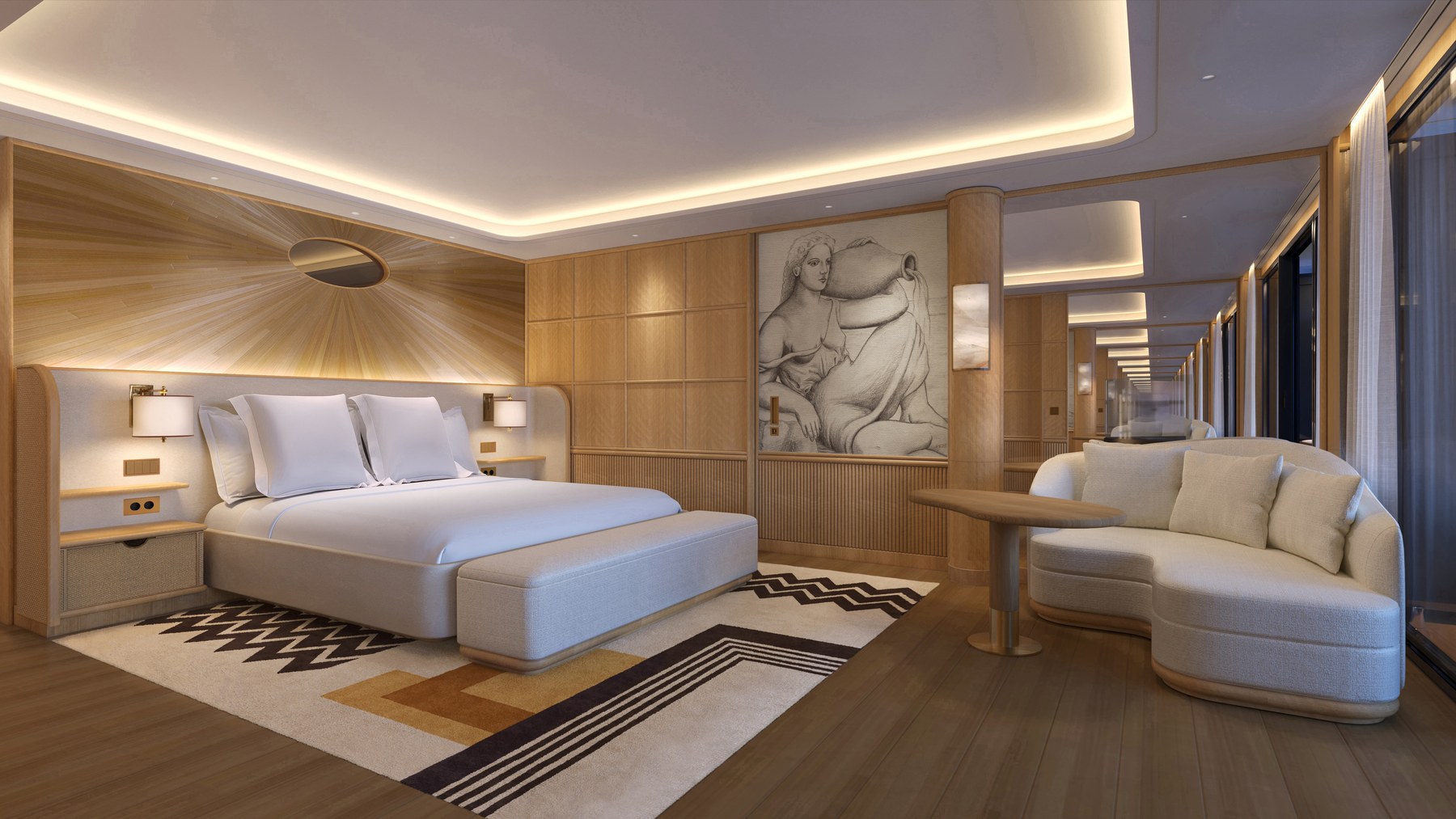 Four Seasons One Seaview Mid Suite bedroom and ocean-facing windows