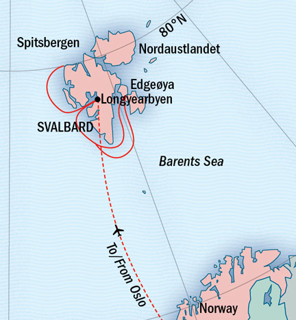 Around the World Private Jet Explorer National Geographic NG Lindblad Expeditions Cruises NG Explorer Map Detail Oslo, Norway to Oslo, Norway June 19-28 2022 - 9 Days