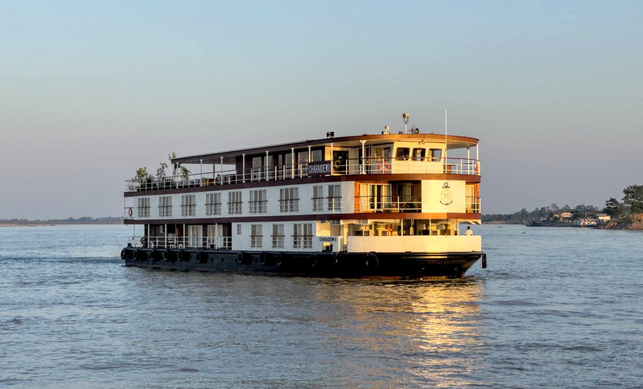 Charaidew II river ship at sunset