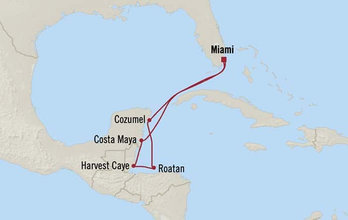 Itinerary Map for Oceania Cruises Allura Voyage ID ALU270120