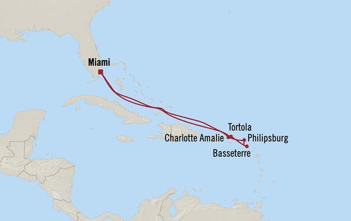 Itinerary Map for Oceania Cruises Allura Voyage ID ALU270127