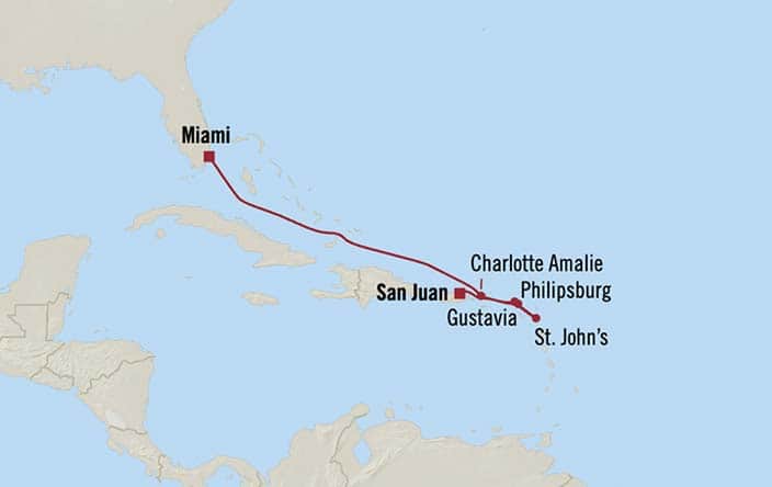 Itinerary Map for Oceania Cruises Allura Voyage ID ALU270205