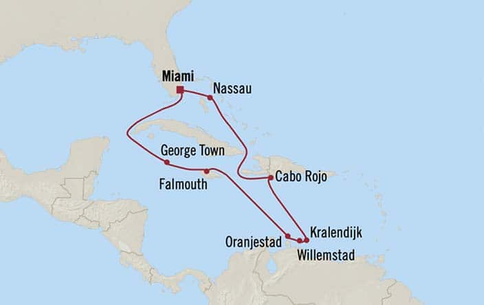 Itinerary Map for Oceania Cruises Allura Voyage ID ALU270227