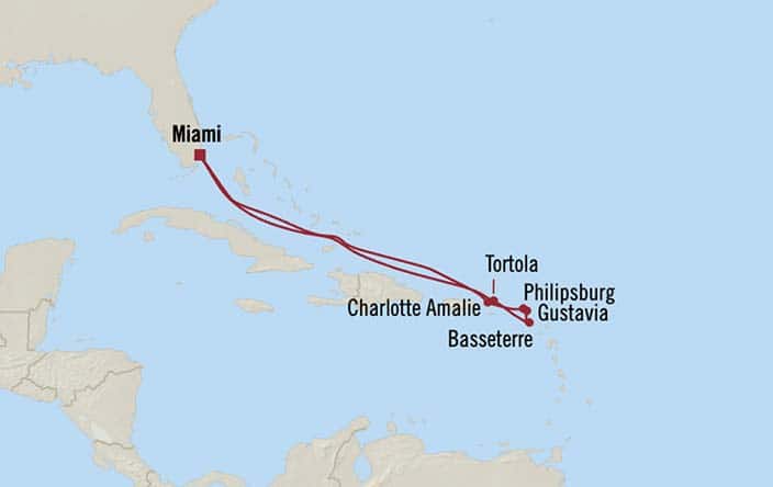 Itinerary Map for Oceania Cruises Allura Voyage ID ALU270311