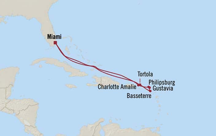 Itinerary Map for Oceania Cruises Allura Voyage ID ALU270321