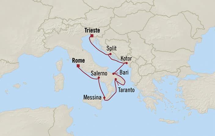Itinerary Map for Oceania Cruises Allura Voyage ID ALU270423
