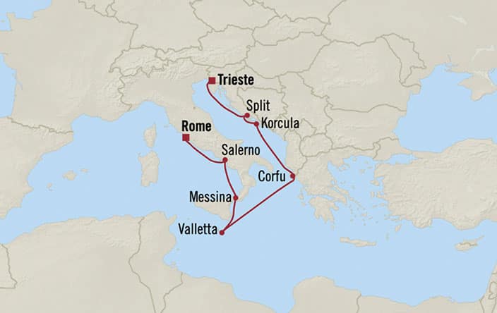 Itinerary Map for Oceania Cruises Allura Voyage ID ALU270813