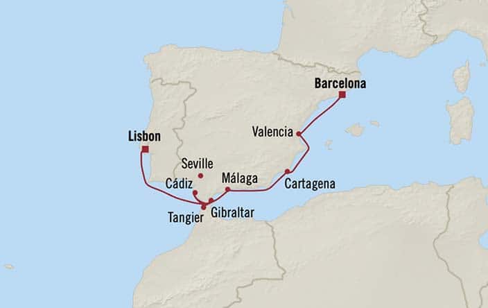 Itinerary Map for Oceania Cruises Allura Voyage ID ALU270912