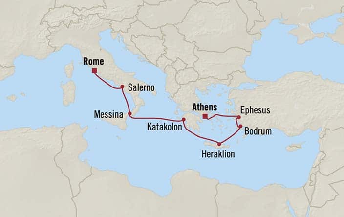 Itinerary Map for Oceania Cruises Allura Voyage ID ALU271015