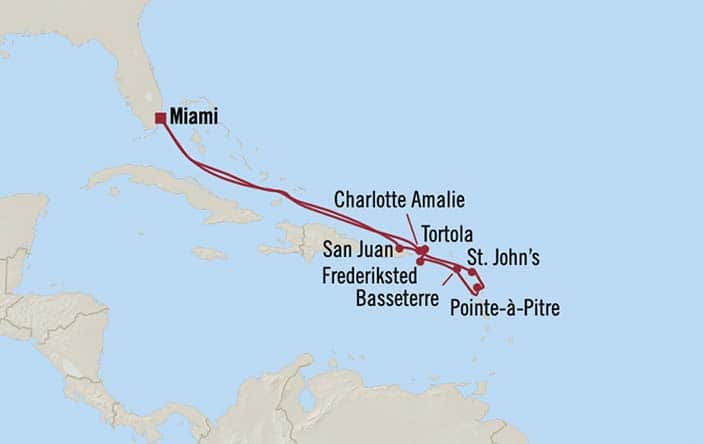 Itnerary Map for Oceania Cruises Allura Voyage ID ALU260116