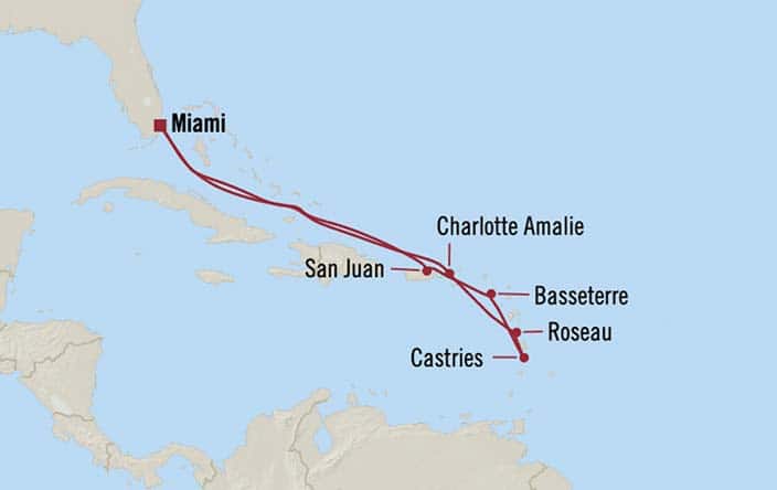 Itnerary Map for Oceania Cruises Allura Voyage ID ALU260209
