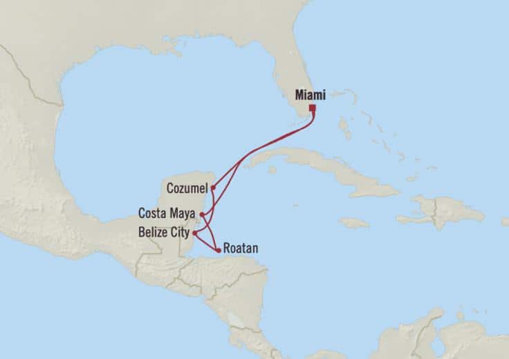 Itnerary Map for Oceania Cruises Allura Voyage ID ALU260219